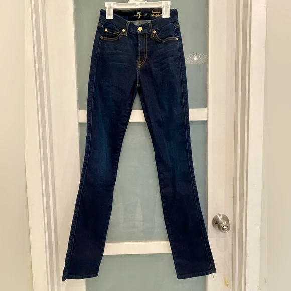 7 For All Mankind Dark Indigo Straight Leg Jeans - Picture 4 of 10